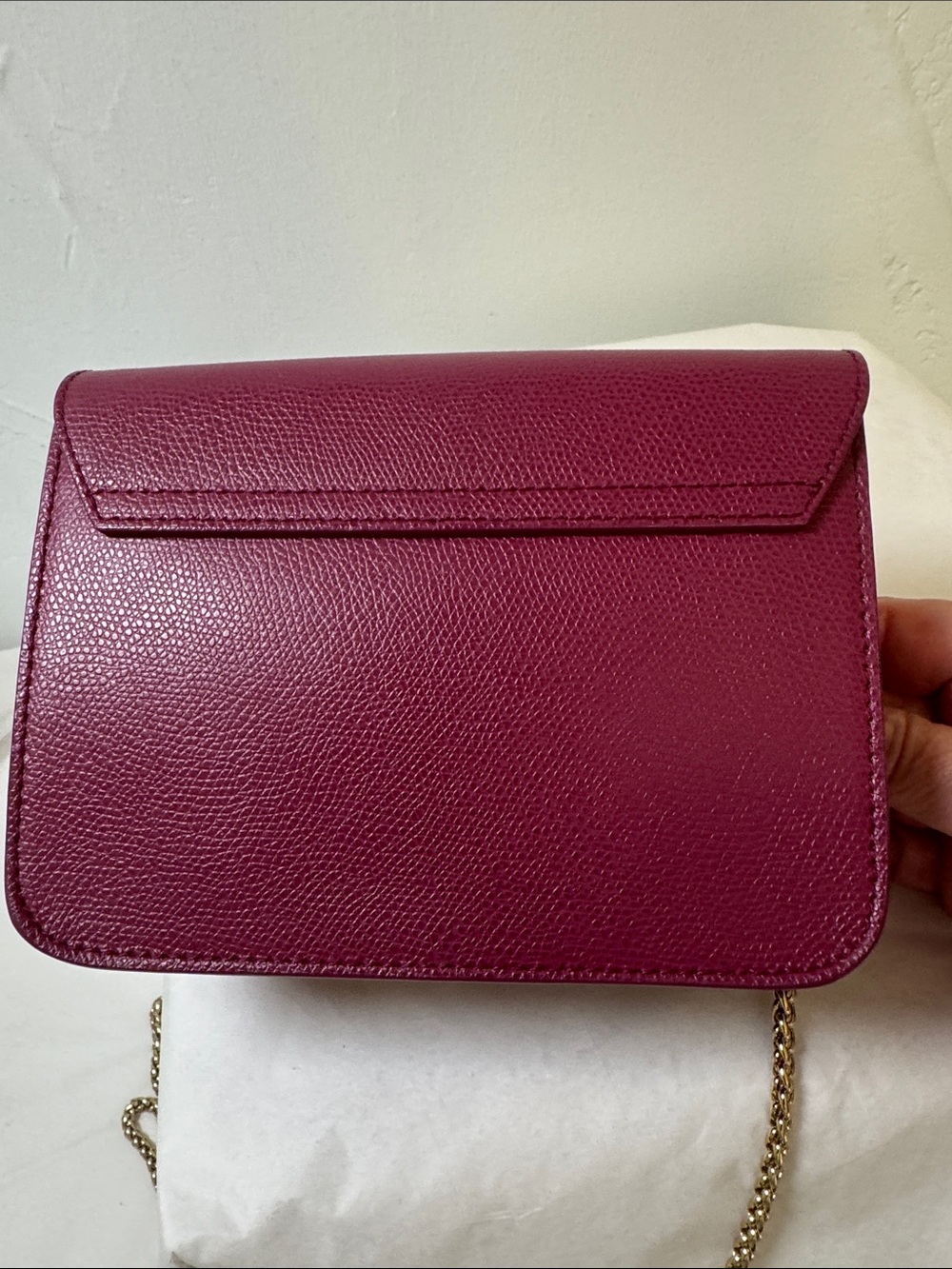 Furla Metropolis Berry Leather and chain Crossbody with Gold Hardware - Picture 7 of 15